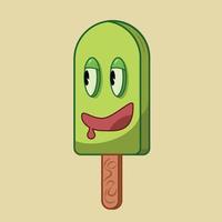 ilustração vetorial de emoticon de sorvete verde vetor