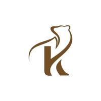 vetor de logotipo de letra k de urso