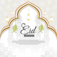 fundo eid mubarak com decoração de diamante, tema de cor cinza claro e branco dourado simples moderno vetor