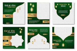 conjunto de modelo de banner de venda eid al fitr. banner quadrado de publicidade de mídia social moderna. adequado para postagem de mídia social e anúncios na Internet. ilustração vetorial vetor