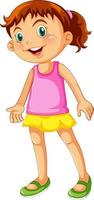 linda garota vestindo personagem de desenho animado de camisa rosa vetor