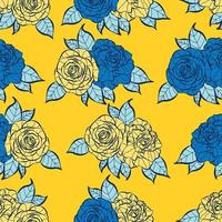 design de padrão sem emenda de flores rosas tropicais modernas. sem costura padrão com flores e folhas da primavera. fundo desenhado à mão. padrão floral para papel de parede ou tecido. azulejo botânico. vetor