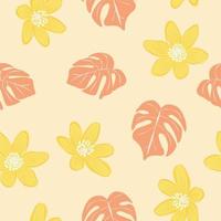 design de padrão sem emenda de flores tropicais modernas. sem costura padrão com flores e folhas da primavera. fundo desenhado à mão. padrão floral para papel de parede ou tecido. azulejo botânico. vetor