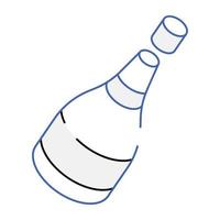 ícone isométrico fácil de usar de desarrolhar champanhe vetor