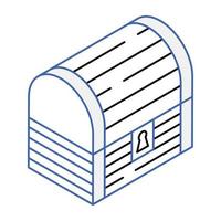 um ícone isométrico editável da caixa do tesouro vetor