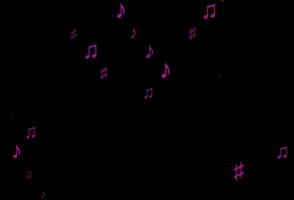 pano de fundo vector roxo escuro com notas musicais.