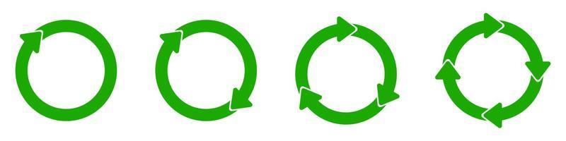 reciclar ícones vetoriais verdes. reciclar o símbolo de reciclagem. ilustração vetorial vetor