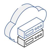 um ícone de servidor em nuvem em estilo isométrico vetor