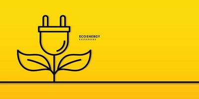 planta de plugue elétrico em fundo amarelo, conceito de proteção ao meio ambiente e poluição, uso de eletricidade de energia verde vetor
