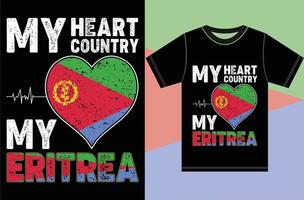 meu coração, meu país, minha eritreia. design de camiseta da bandeira da eritreia vetor