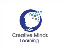 mente design de logotipo de escola de aprendizagem de cuidados infantis simples moderno vetor