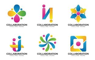 coleção de conjunto de colaboração de logotipo de negócios vetor