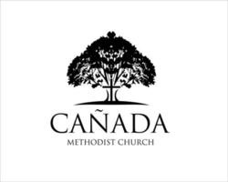designs de logotipo de árvore de igreja metodista simples e moderno