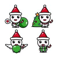 conjunto de design de personagens de boneco de neve fofo com tema compartilhou um presente para todos vetor