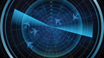fundo abstrato da tela de tecnologia futurista varredura vôo radar avião rota caminho com interface de varredura hud vetor