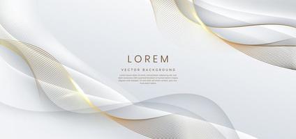 abstrato 3d branco com linhas de ouro curvado brilho ondulado com espaço de cópia para texto. design de modelo de estilo de luxo.