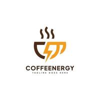 vetor de logotipo de energia de café. modelo de logotipo de linha de café energético.