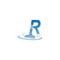 ilustração de logotipo de serviço de limpeza com modelo de ícone de letra r vetor