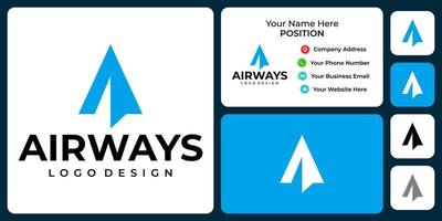 carta um design de logotipo de vias aéreas monograma com modelo de cartão de visita. vetor