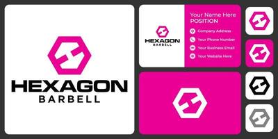 design de logotipo de barra hexagonal com modelo de cartão de visita. vetor