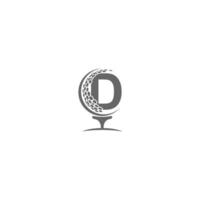 letra d e design de logotipo de ícone de bola de golfe vetor