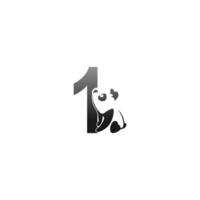 ilustração de animal panda olhando para o ícone número 1 vetor