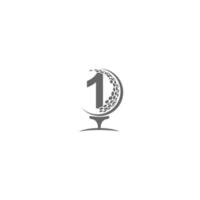 número 1 e design de logotipo de ícone de bola de golfe vetor