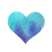 coração de aquarela azul desenhado à mão.