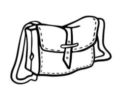 ilustração em vetor doodle de contorno de bolsa de ombro isolada no fundo branco