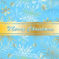 cartão de Natal. letras douradas sobre fundo de neve vetor