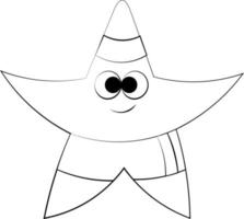 estrelas do esporte bonito dos desenhos animados. desenhar ilustração em preto e branco vetor