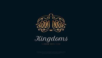 design de logotipo de coroa dourada de luxo. logotipo ou ícone da coroa real do rei ou da rainha. ilustração vetorial de diadema elegante vetor