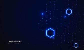 abstrato futurista fundo de tecnologia de inteligência artificial. fundo de big data com conceito de hexágono brilhante. banner ou cartaz de conexão de rede