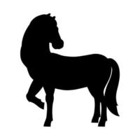 cavalo fofo. animal de fazenda. silhueta negra. elemento de design. ilustração vetorial isolada no fundo branco. modelo para livros, adesivos, cartazes, cartões, roupas. vetor