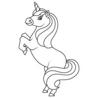 unicórnio fofo. cavalo mágico de fadas. página do livro para colorir para crianças. estilo de desenho animado. ilustração vetorial isolada no fundo branco. vetor