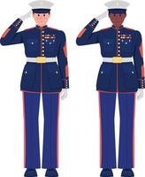 personagens de vetor de cores semi planas de uniforme de vestido completo