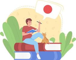 estudando a língua japonesa rapidamente ilustração isolada em vetor 2d