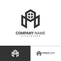 modelo inicial de vetor de logotipo mh, conceitos criativos de design de logotipo mh