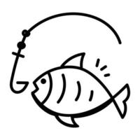 atividade ao ar livre, ícone desenhado à mão de pesca vetor