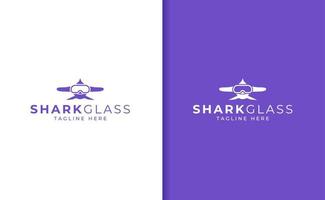 tubarão-martelo com logotipo de óculos vetor
