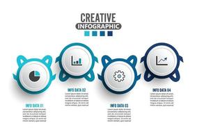 vetor de design infográfico e ícones de marketing podem ser usados para layout de fluxo de trabalho, diagrama, relatório anual, web design. conceito de negócio com 4 opções, etapas ou processos.