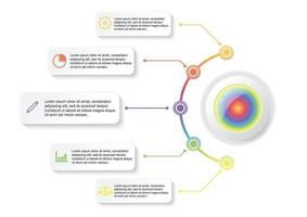 vetor de design de infográficos de linha do tempo e ícones de marketing podem ser usados para layout de fluxo de trabalho, diagrama, relatório anual, web design. conceito de negócio com 5 opções, etapas ou processos.