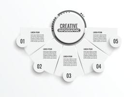 círculo infográfico modelo cinco opção, processo ou etapa para apresentação de negócios.