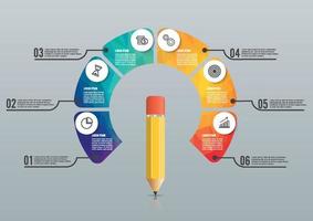 modelo de design de infográficos de opção de lápis de educação. vetor