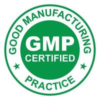 selo redondo certificado de boas práticas de fabricação gmp em fundo branco - vetor