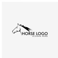 modelo de logotipo de design vetorial arte de linha de cabeça de cavalo isolada em fundo branco editável