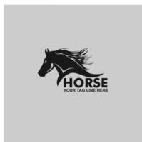modelo de logotipo de design vetorial silhueta de cabeça de cavalo isolada em fundo branco editável vetor