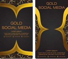 modelo de histórias de mídia social de ouro negro vetor