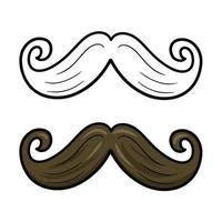 um conjunto de imagens de cores e esboços. engraçado, bigode de desenho animado para festas e brincadeiras, bigode falso engraçado. ilustração vetorial em um fundo branco vetor