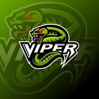 Design do logotipo do mascote da cobra víbora verde